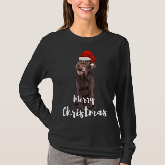 Brown Labrador Retriever Merry Kerstlabrador T-shirt (Voorkant)