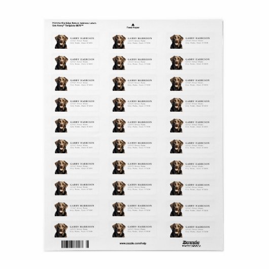 Brown Labrador Retriever Return Address Labels (Full Sheet)