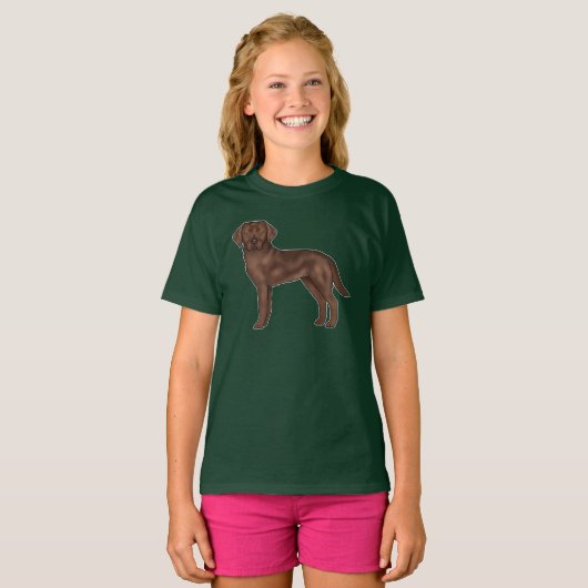 Brown Labrador Retriever Schattige Cartoon Lab Hon T-shirt (Voorkant volledig)