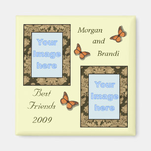 Brown Lace Print Best Friends Photo Magnet