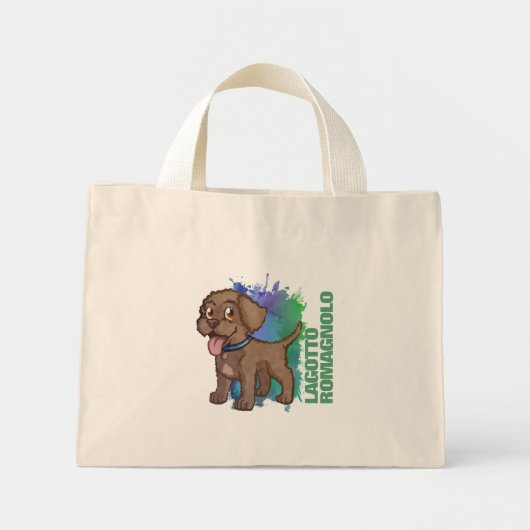 Brown Lagotto Romagnolo Cartoon Puppy Dog Mini Tote Bag (Voorkant)
