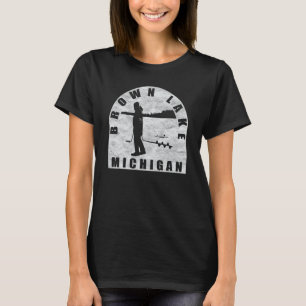 Brown Lake Ice Vissen Michigan T-shirt