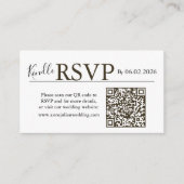 Brown landscape RSVP QR Code Card Modern Wedding Informatiekaartje (Voorkant)