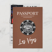 Brown Las Vegas Passport Bewaar de datum Save The Date (Voorkant / Achterkant)