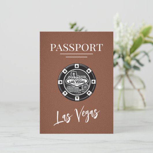 Brown Las Vegas Passport Bewaar de datum Save The Date (Staand voorkant)