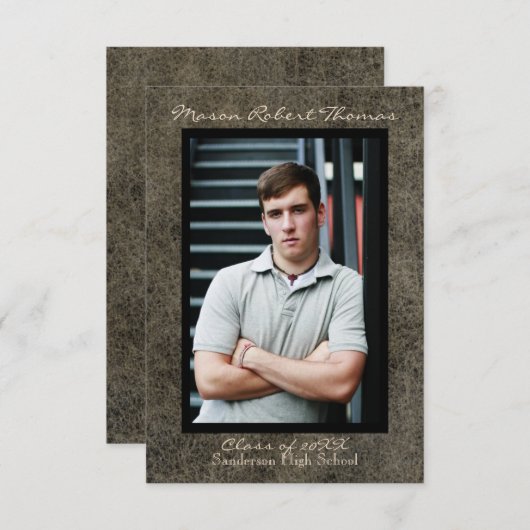 Brown Leather - 3x5 Afstuderen Aankondiging (Voorkant / Achterkant)