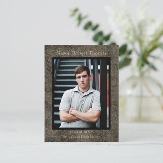 Brown Leather - Afstuderen Aankondiging Post Kaart (Staand voorkant)