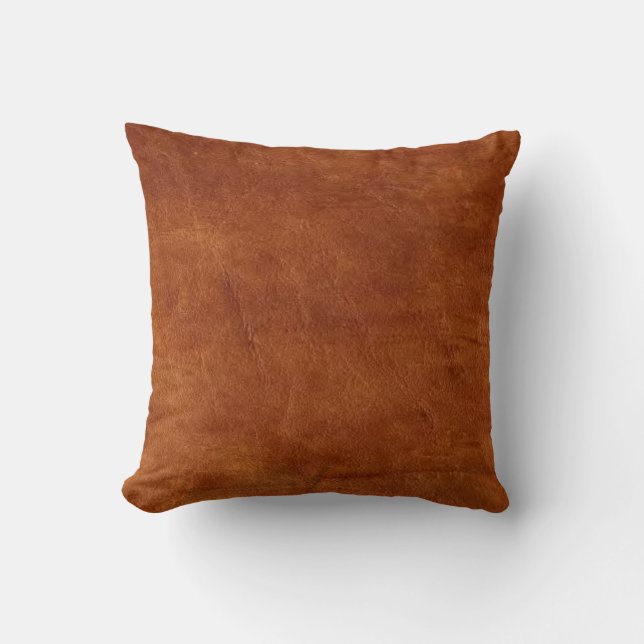 Brown Leather American MoJo Pillow Kussen (Voorkant)