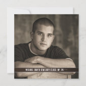 Brown Leather Boys Foto Afstuderen Aankondiging (Voorkant)