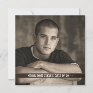 Brown Leather Boys Foto Afstuderen Aankondiging