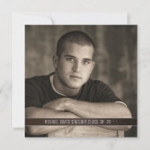 Brown Leather Boys Foto Afstuderen Aankondiging (Voorkant)