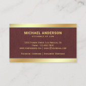 Brown Leather Gold Justice Scale advocaat Visitekaartje (Achterkant)