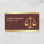 Brown Leather Gold Justice Scale advocaat Visitekaartje (Voorkant)