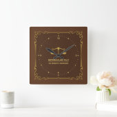 Brown Leather Gold Justice Scale  Lijst Vierkante Klok (Huis)