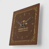 Brown Leather Gold Justice Scale  Lijst Vierkante Klok (Hoek)