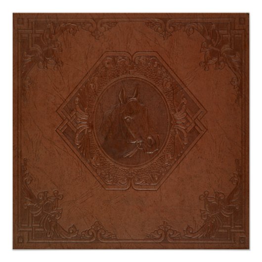 Brown leather horse head vintage frame perfect poster (Voorkant)