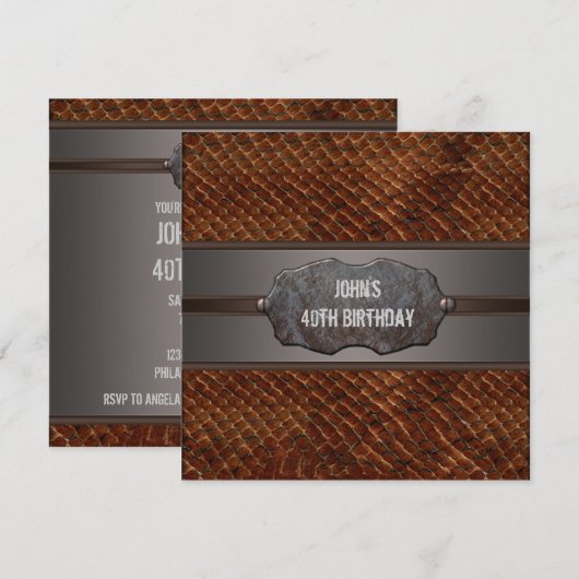 Brown Leather Mans 40ste verjaardagsfeest Kaart (Voorkant / Achterkant)