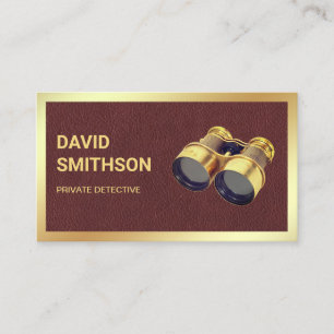 Brown Leather Private Investigator Rechercheur Visitekaartje