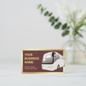 Brown Leather Sightseeing Tour Bus Reisagent Visitekaartje (Staand voorkant)