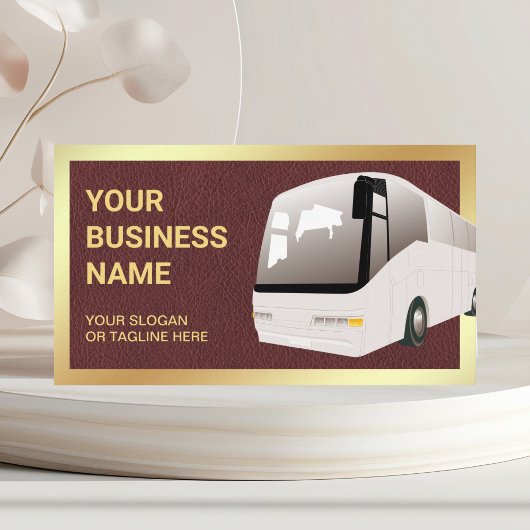 Brown Leather Sightseeing Tour Bus Reisagent Visitekaartje