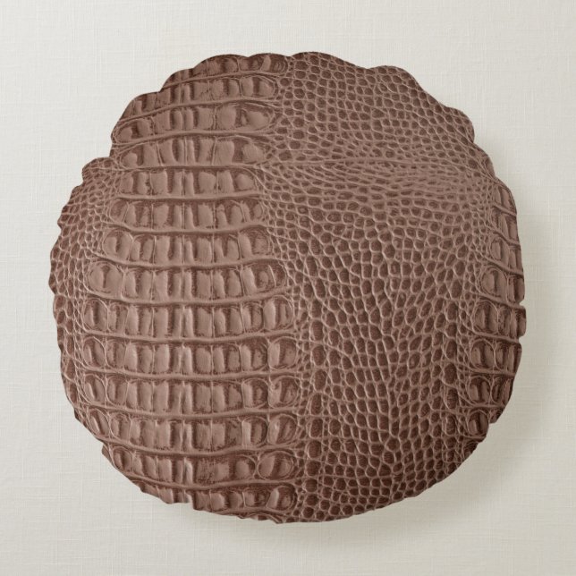 Brown leather texture background close up macroski rond kussen (Voorkant)