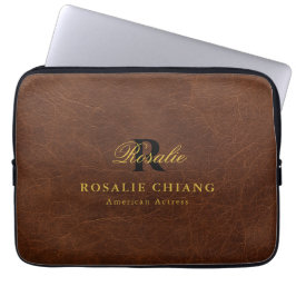 Brown Leather Texture Custom Laptop Sleeve Design