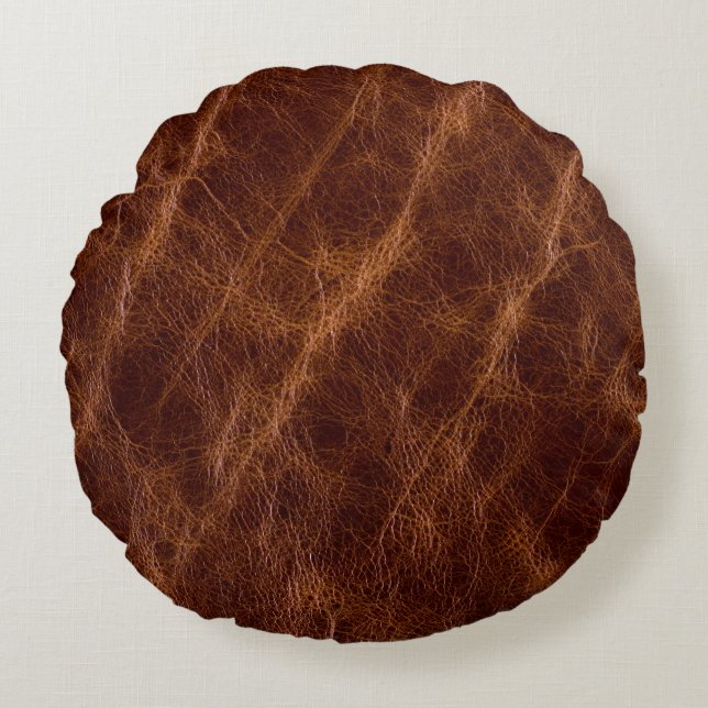 Brown leather textureleather,texture,abstract,acce rond kussen (Voorkant)