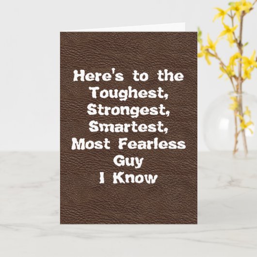 Brown Leather Tough Guy Happy Vaderdag Kaart (Gele Bloem)