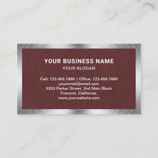 Brown Leather Wheel Alignment Autobandenwinkel Visitekaartje (Achterkant)