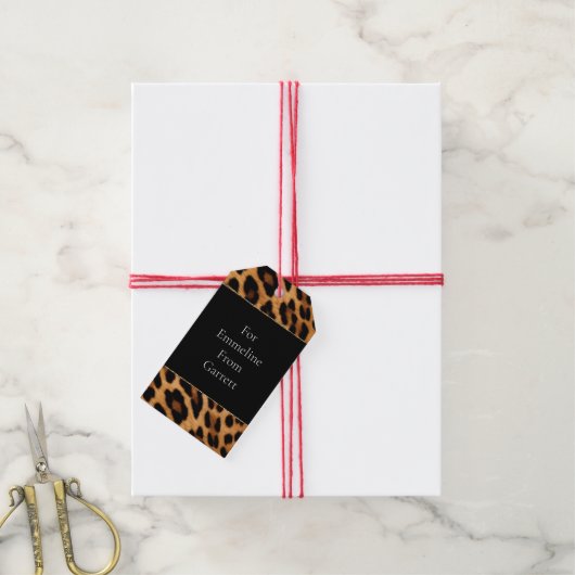 Brown Leopard Animal Print Cadeaulabel (Met Touw)