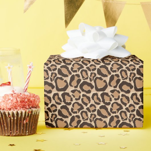 Brown Leopard Animal Print Cadeaupapier (Verjaardagsfeest)