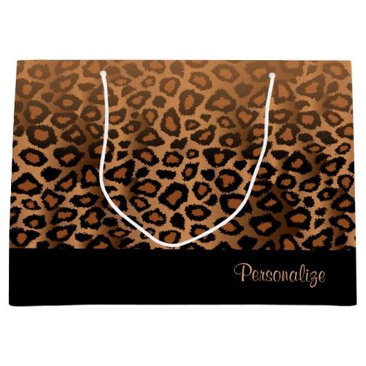 Brown Leopard Animal Print Groot Cadeauzakje (Voorkant)