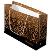 Brown Leopard Animal Print Groot Cadeauzakje (Voorkant Gekanteld)