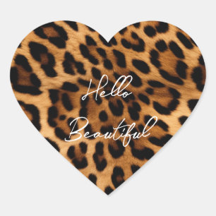 Brown Leopard Animal Print Hart Sticker