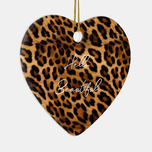Brown Leopard Animal Print Keramisch Ornament (Rechts)