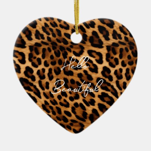 Brown Leopard Animal Print Keramisch Ornament (Voorkant)