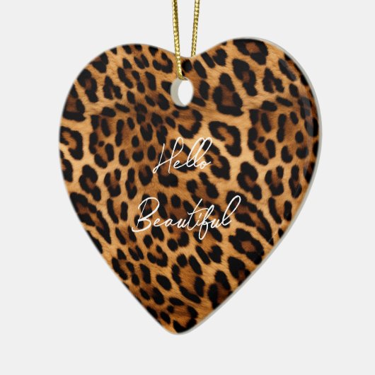 Brown Leopard Animal Print Keramisch Ornament (Links)