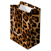 Brown Leopard Animal Print Medium Cadeauzakje (Voorkant Gekanteld)