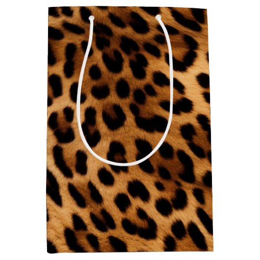 Brown Leopard Animal Print Medium Cadeauzakje (Voorkant)