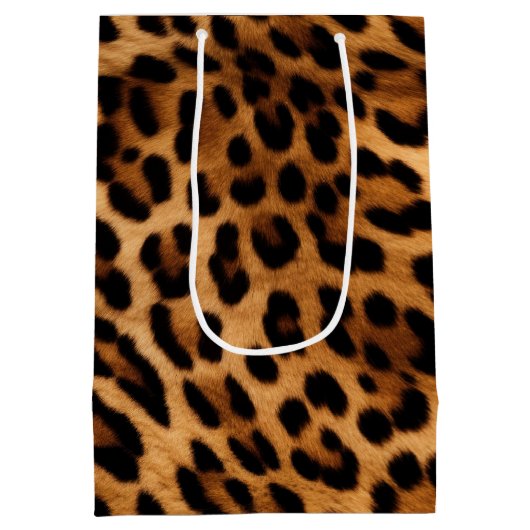 Brown Leopard Animal Print Medium Cadeauzakje (Achterkant)
