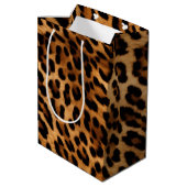 Brown Leopard Animal Print Medium Cadeauzakje (Achterkant Gekanteld)