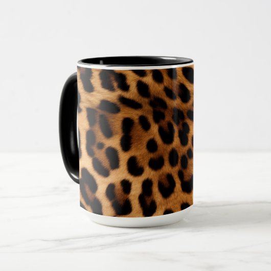 Brown Leopard Animal Print Mok (Voorkant links)