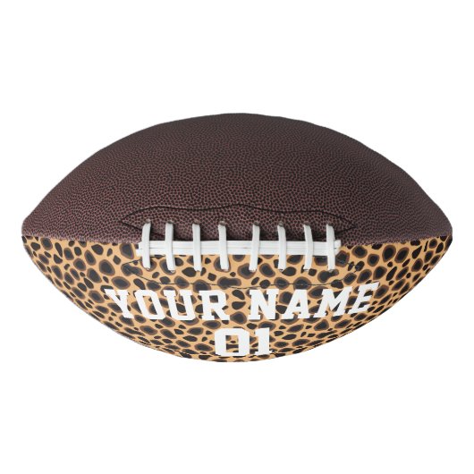 Brown Leopard Animal Print Personalized American Football (Voorkant)