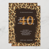 Brown Leopard Burlap Grunge 40th Birthday Kaart (Voorkant / Achterkant)