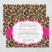 Brown Leopard & Hot Pink Baby Shower Uitnodigingen (Voorkant / Achterkant)