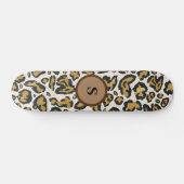 Brown Leopard Pattern Initiaal Monogram Persoonlijk Skateboard (Horizontaal)