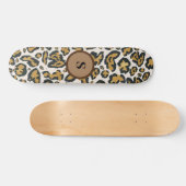 Brown Leopard Pattern Initiaal Monogram Persoonlijk Skateboard (Horizontaal)
