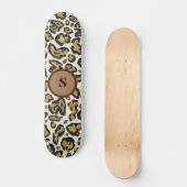 Brown Leopard Pattern Initiaal Monogram Persoonlijk Skateboard (Voorkant)