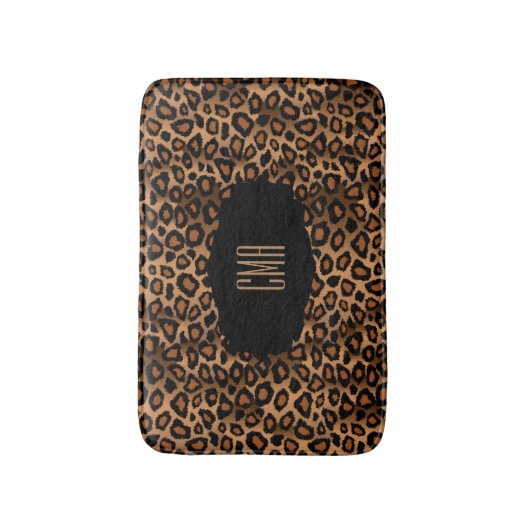 Brown Leopard Print | DIY-monogram Badmat (Voorkant Verticaal)