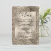 Brown Leopard Print Gold Glitter sparkle Kaart (Staand voorkant)